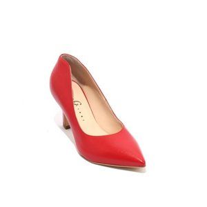 ITALIAN Red Leather Pointy Toe Classic Heel Pumps